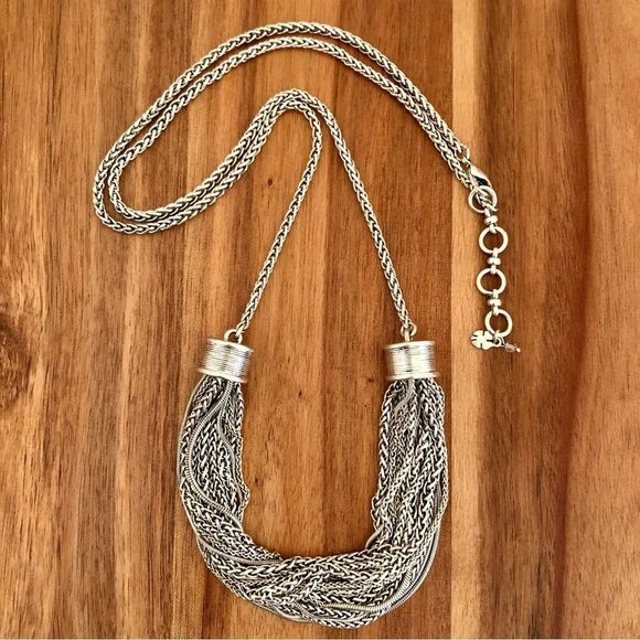 Lucky Brand | Silver Tone Multi Chain Pendant Necklace | 34” Adjustable - Picture 1 of 2